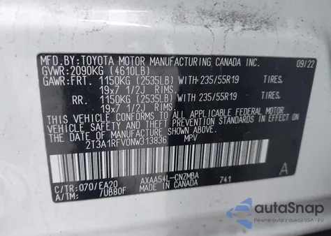 2022 Toyota Rav4 Xle Premium из США, поврежденный, VIN 2T3A1RFV0NW313836